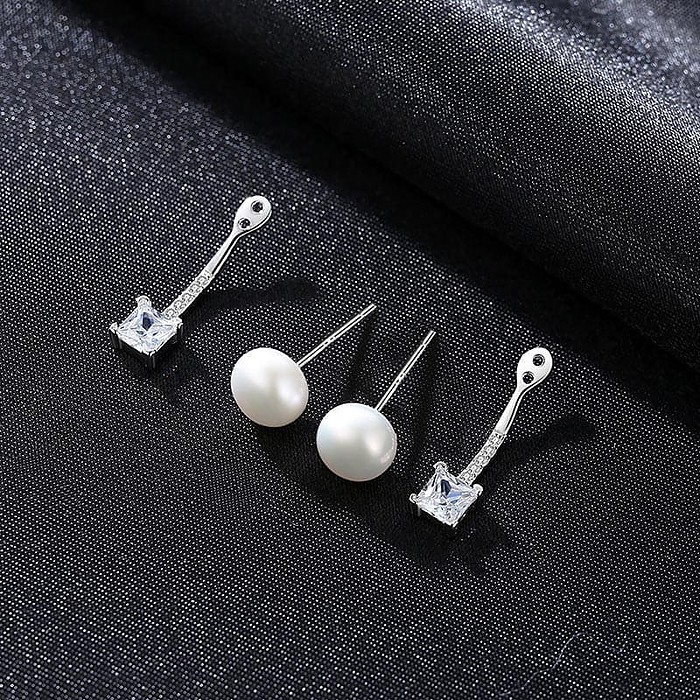 Zirkonia Ohrringe Stecker mit Perlen