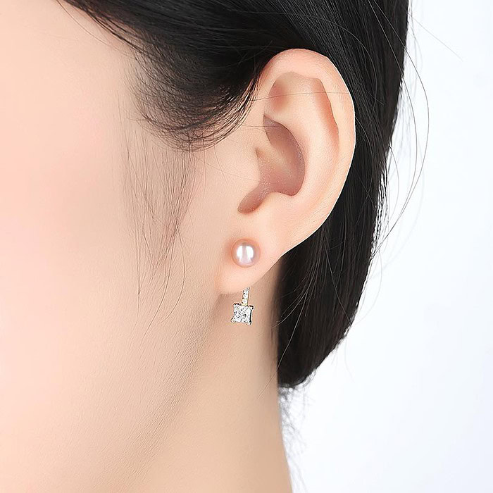 Zirkonia Ohrringe Stecker mit Perlen
