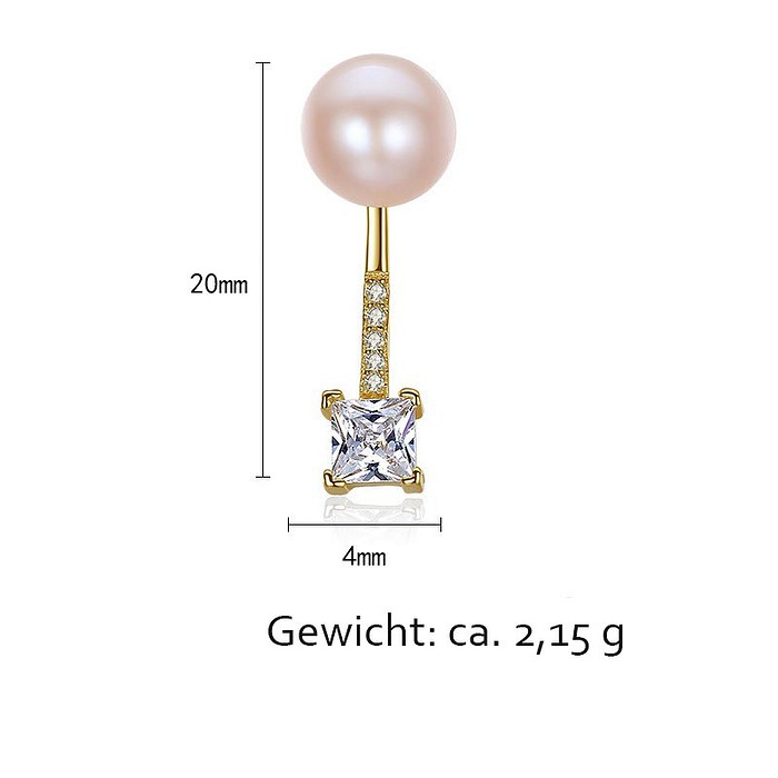 Zirkonia Ohrringe Stecker mit Perlen