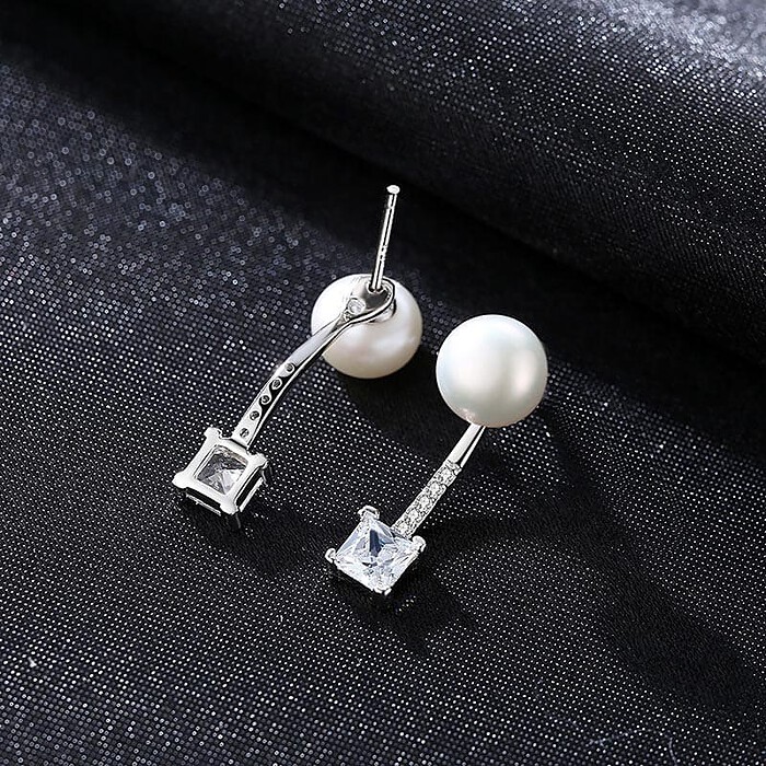 Zirkonia Ohrringe Stecker mit Perlen