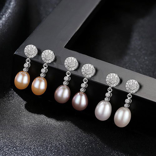 Perlen Silber Ohrringe Damen modern