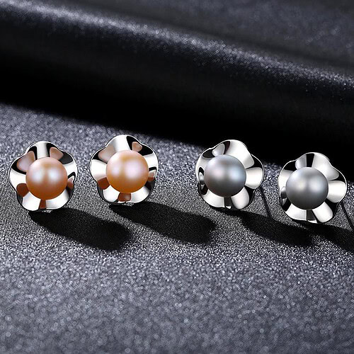 Silber Ohrringe Stecker Pink Perlen