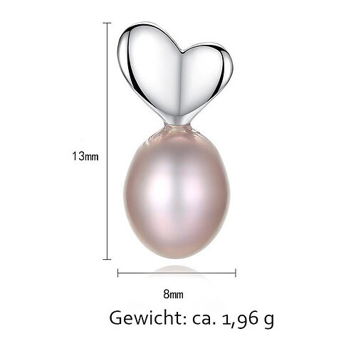 Silber Herz Ohrringe mit Süßwasserperlen