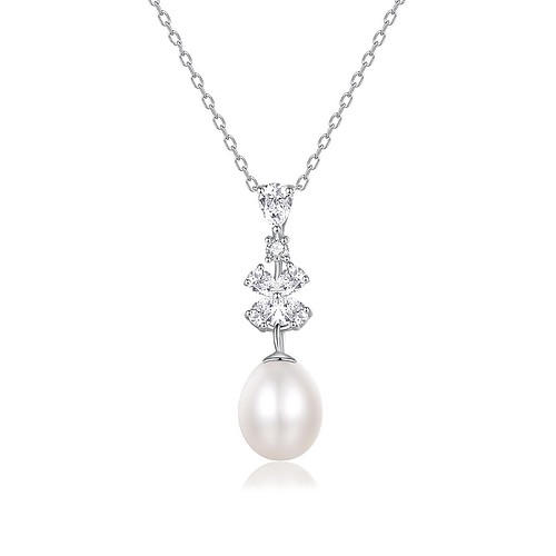 Perlen kette Silber mit Zirkonia