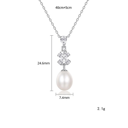 Perlen kette Silber mit Zirkonia