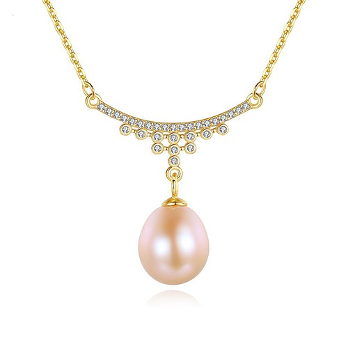 Damen Vintage Kette mit perlenanhänger