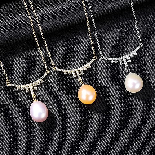 Damen Vintage Kette mit perlenanhänger