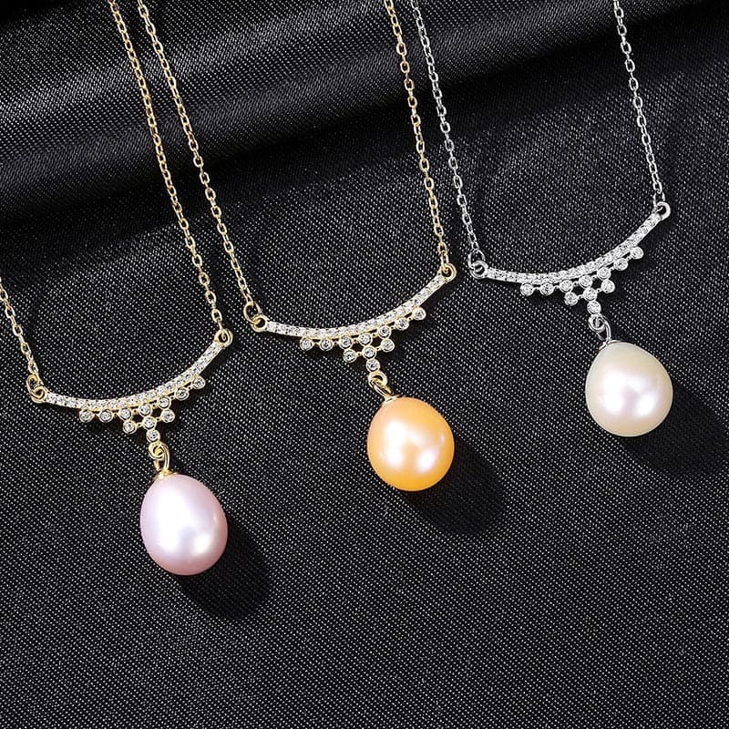 Damen Vintage Kette mit perlenanhänger