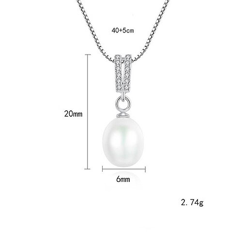 Damen Silber Kette mit Perlenanhänger