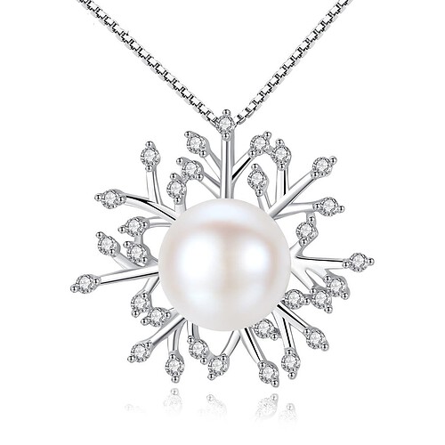 Schneeflocke Kette mit Perlenanhänger