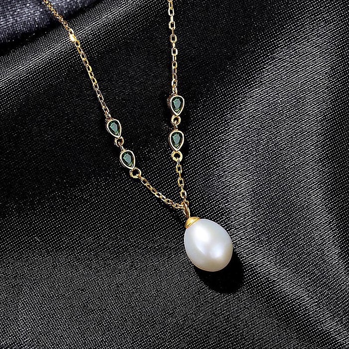 Frauen Silber Kette mit Perlenanhänger