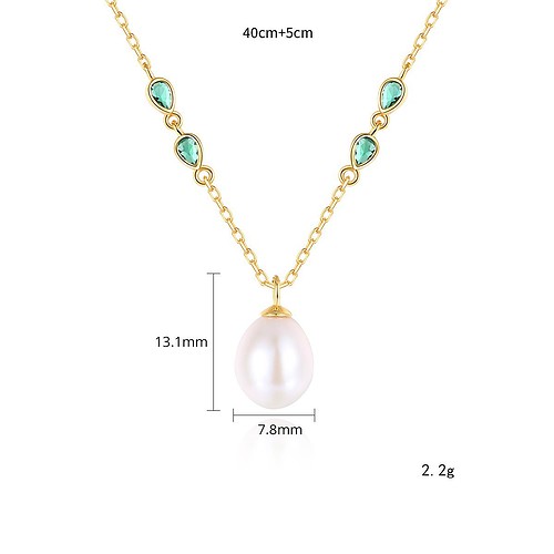 Frauen Silber Kette mit Perlenanhänger