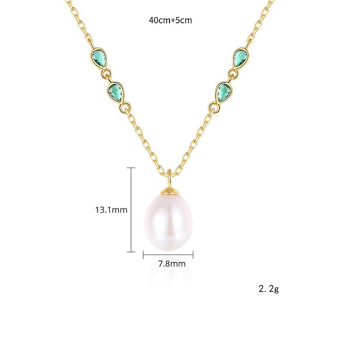 Frauen Silber Kette mit Perlenanhänger