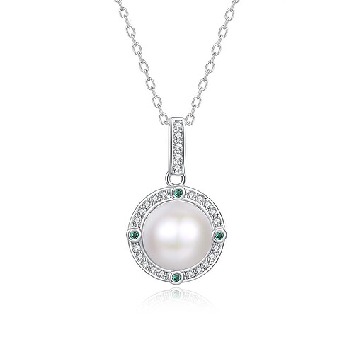 Silber Kette mit Süßwasserperlen Anhänger