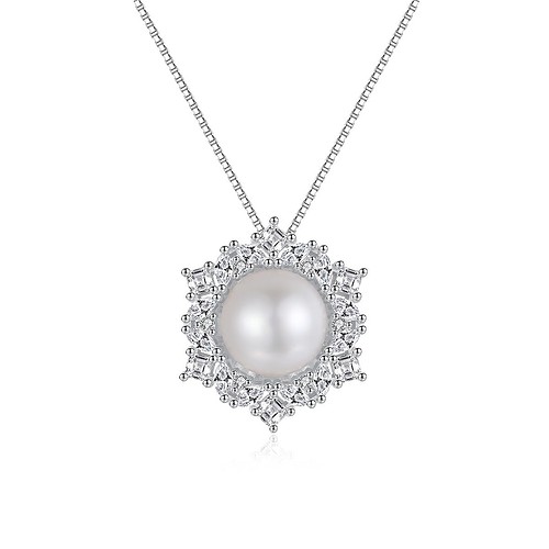 Zirkonia Kette mit Perlenanhänger