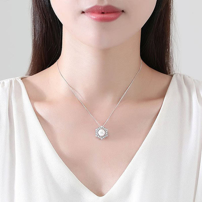 Zirkonia Kette mit Perlenanhänger