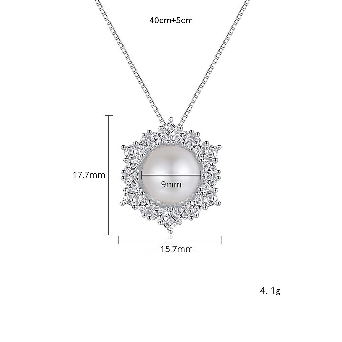 Zirkonia Kette mit Perlenanhänger