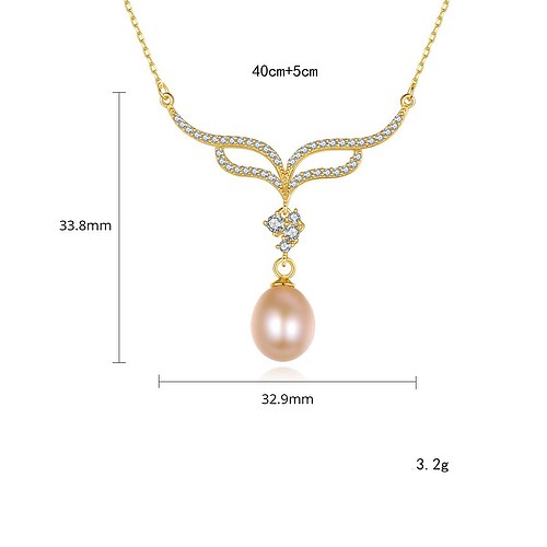 Süßwasserperlen kette mit Engelsflügel