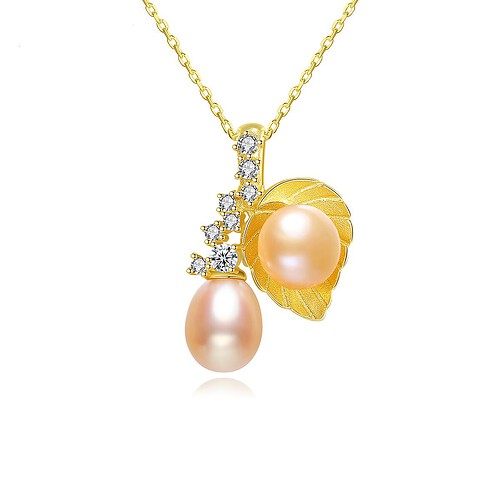 Goldene Kette mit Perlen und Blätter
