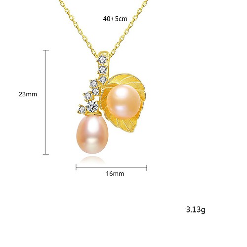 Goldene Kette mit Perlen und Blätter