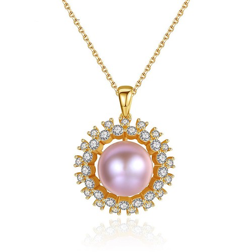 Süßwasser Perlen Kette mit Zirkonia
