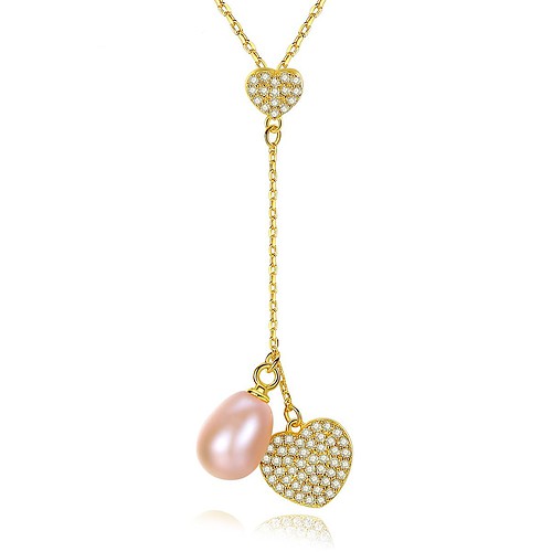 Herz Goldene Kette mit Perle