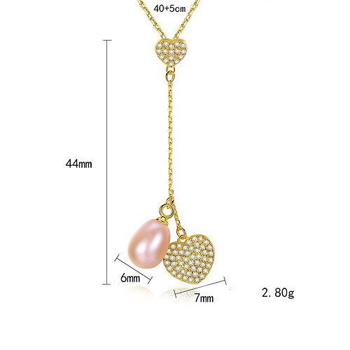 Herz Goldene Kette mit Perle