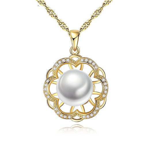 Blumen Kette mit Süßwasserperlen