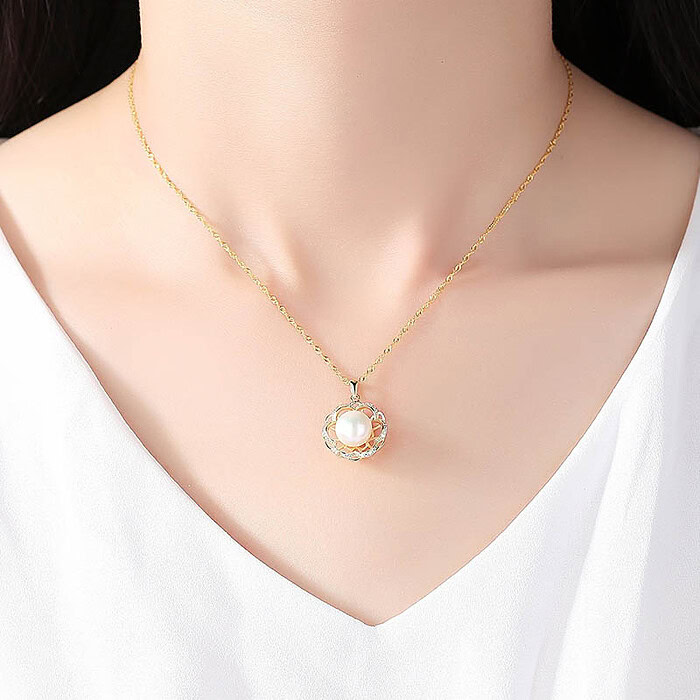 Blumen Kette mit Süßwasserperlen