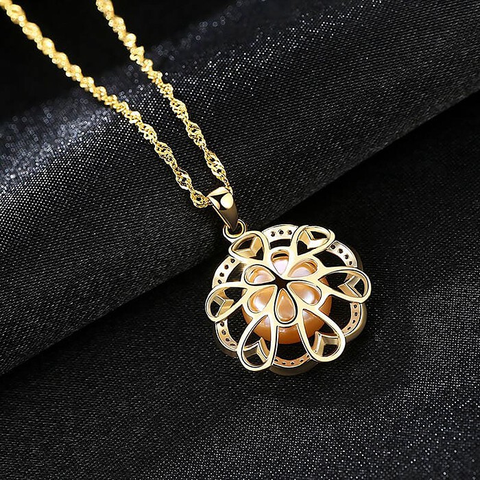 Blumen Kette mit Süßwasserperlen