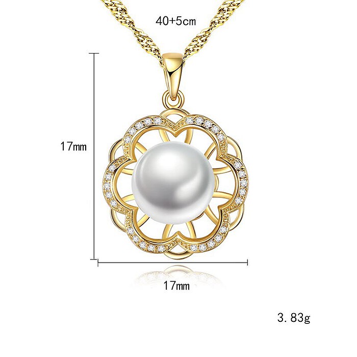 Blumen Kette mit Süßwasserperlen