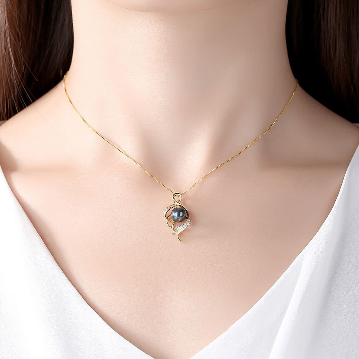 Silber Kette mit Perlen und Zirkonia
