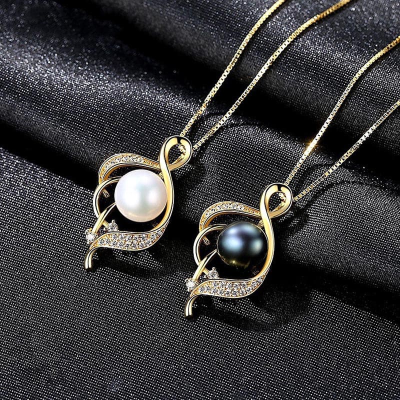 Silber Kette mit Perlen und Zirkonia