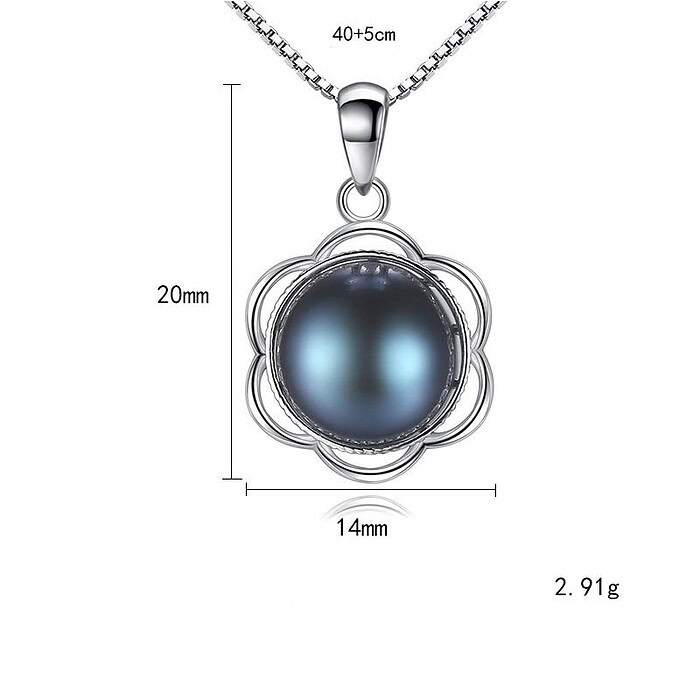 925 Silber Blumen Kette mit Perle