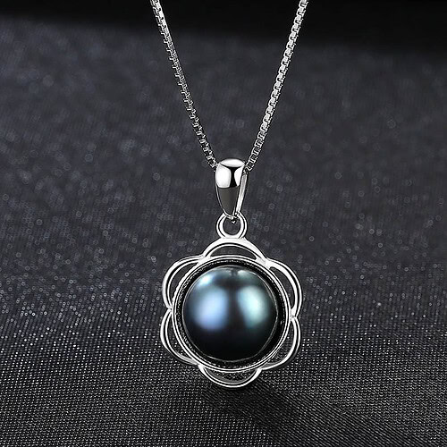 925 Silber Blumen Kette mit Perle
