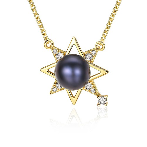 Goldene Saturn Kette mit Perle