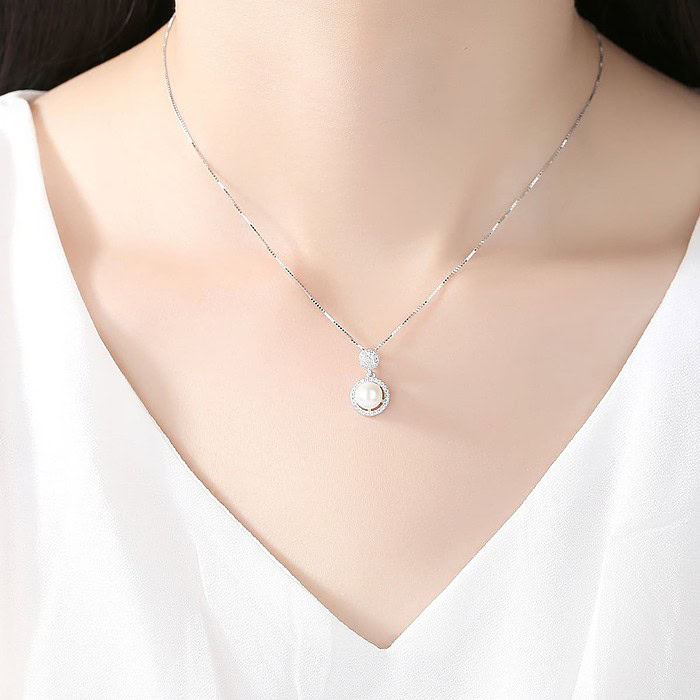 Damen Silber mit Rundem Anhänger