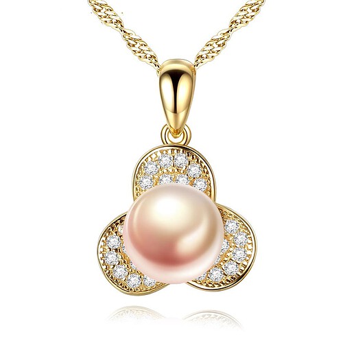 Goldene Kette mit Süßwasserperlen Anhänger
