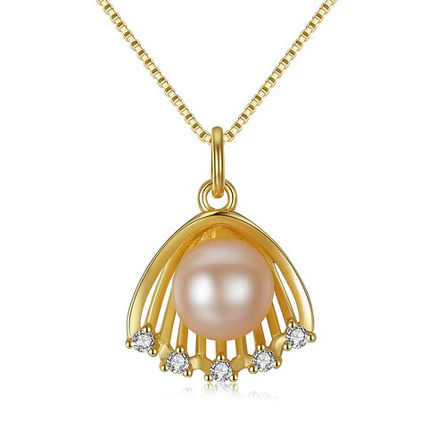 Jakobsmuschel Kette mit Perlenanhänger
