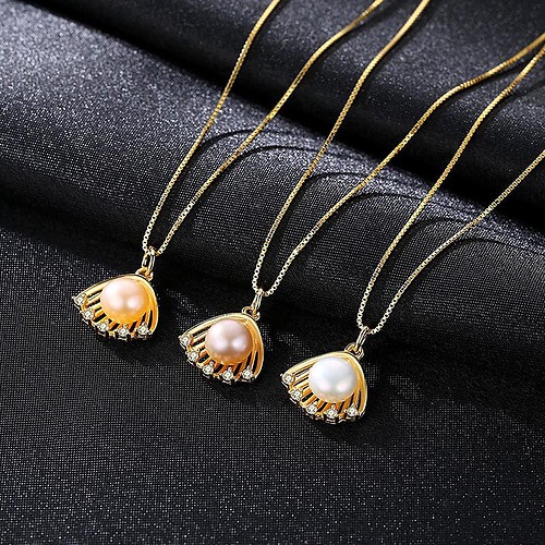 Jakobsmuschel Kette mit Perlenanhänger