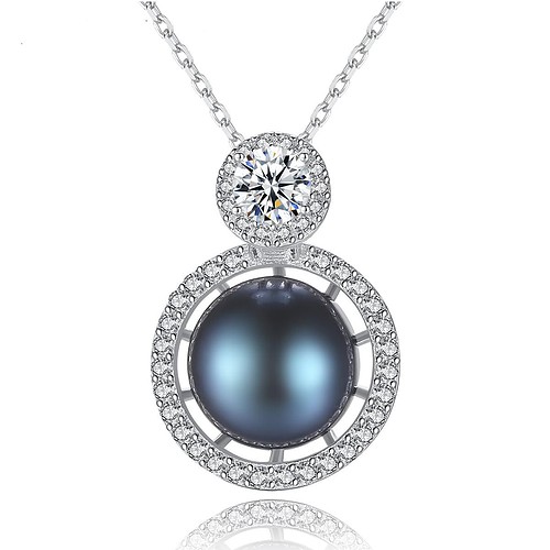 Zirkonia Kette mit Perlenanhänger