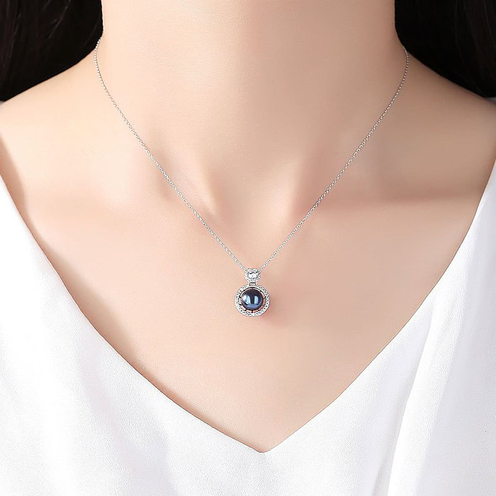 Zirkonia Kette mit Perlenanhänger
