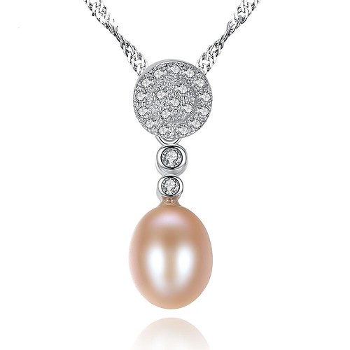 Silber Damen Kette mit Perlenanhänger