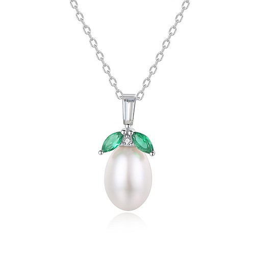 Damen Silber Kette mit Perlenanhänger