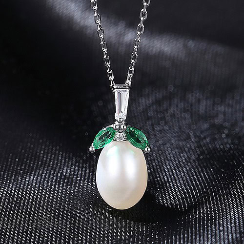 Damen Silber Kette mit Perlenanhänger