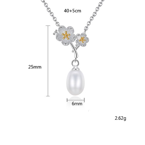 damen Silber Kette mit Blumenanhänger