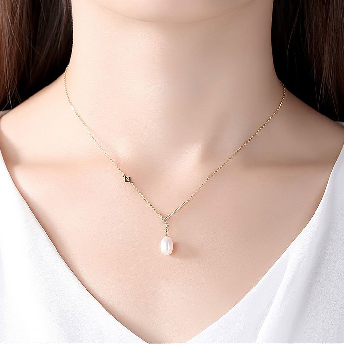 Damen Kette mit Einer Perle