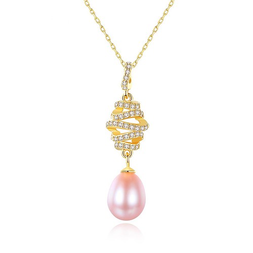 Damen Vintage Kette mit Perlenanhänger
