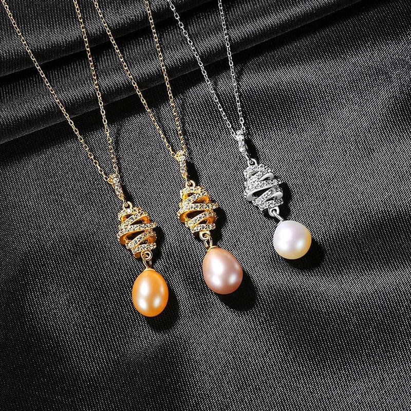 Damen Vintage Kette mit Perlenanhänger