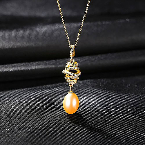 Damen Vintage Kette mit Perlenanhänger